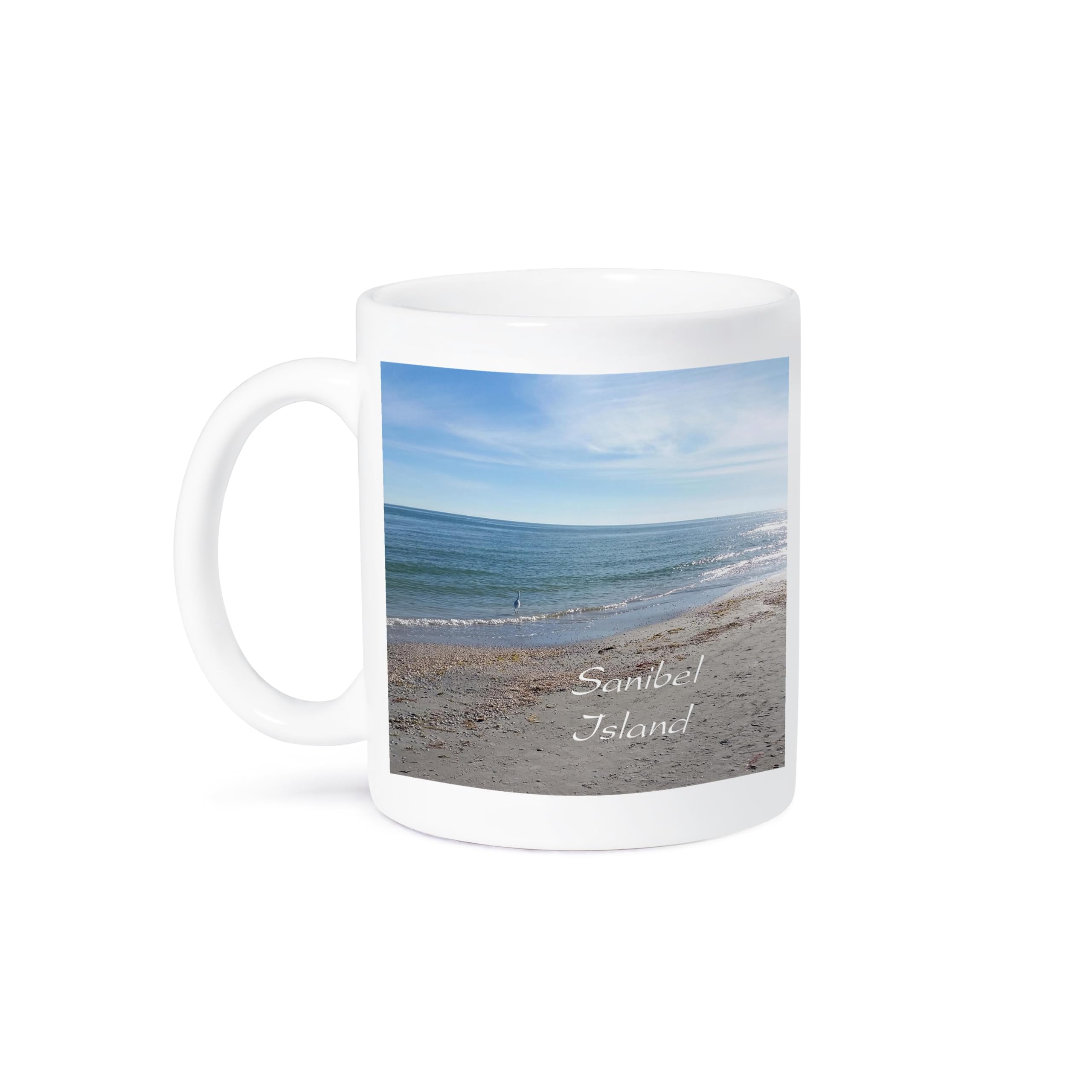 3dRose lens Art by Florene - Florida - Image of Heron On Sanibel Island Beach - Mugs (mug_312608_2)