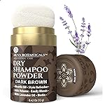 Nuva Botanicals Dark Brown Non Aerosol Dry Shampoo Powder with Biotin - Lavender Extract and Korean Ginseng - Volumizing Travel Size (0.42 oz)