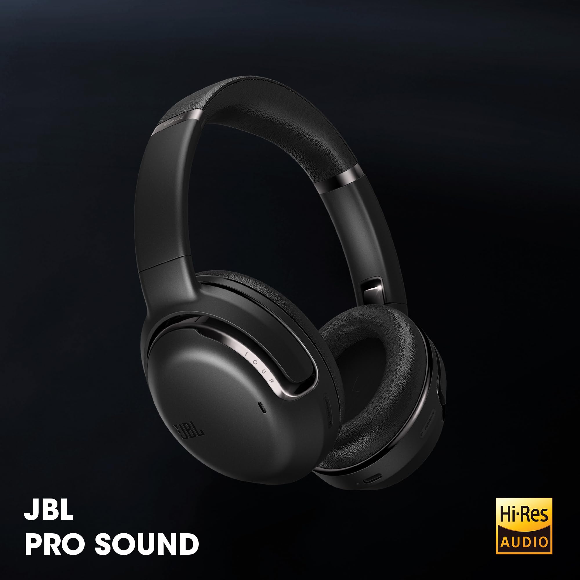 JBL Tour One – Casque circum-auriculaire sans fil avec réduction de bruit – Son JBL Pro – 50h d'autonomie – Connexion Bluetooth – Commande vocale mains libres – Couleur : Noir