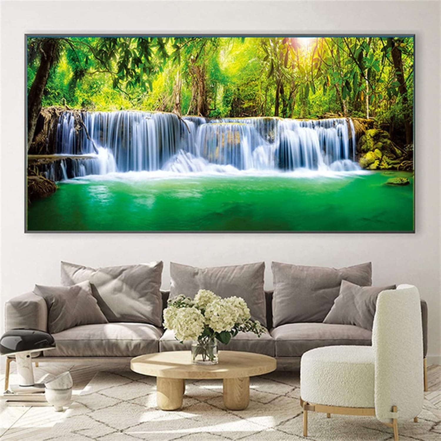 DIY 手作り ダイヤモンドアート キット ウォーターフォールツリー 図柄印刷 ダイヤモンドペインティング 5D 初心者モザイクアー