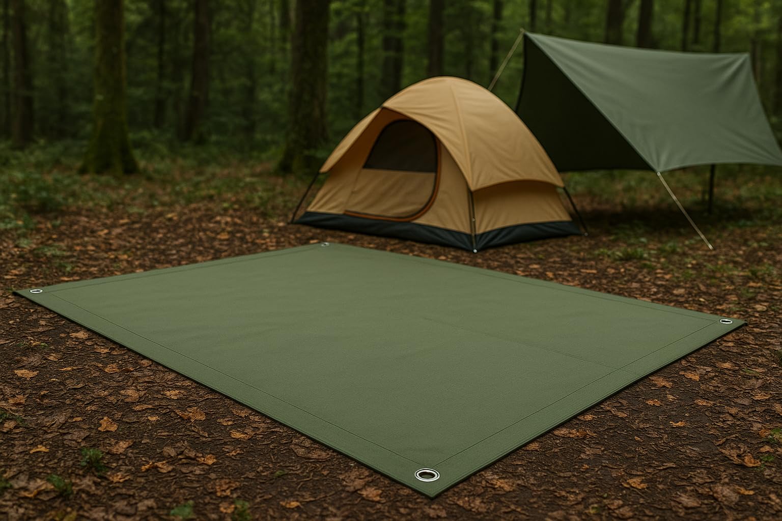 Heavy Duty Canvas Tarp for Camping & Outdoor Shelter – Waterproof Groundsheet & Tent Cover – Durable Breathable Tarpaulin for Hiking, Travel, Rain Protection (Multiple Sizes) (Green, 7 x 10 ft)