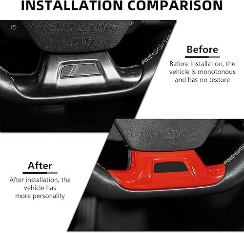 Miniatura 2 de RAZPOY Para Camaro - Moldura de volante compatible con Chevrolet Chevy Camaro 2016-2023, color rojo