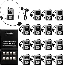 Retekess T130U(4nd Gen T130) Wireless Tour Guide System, Church Translation System, U-Band, 200M, 40H, One-Key Operation with Charging Kit, Tour Guide Headsets for Travel(1Transmitter 15 Receivers)