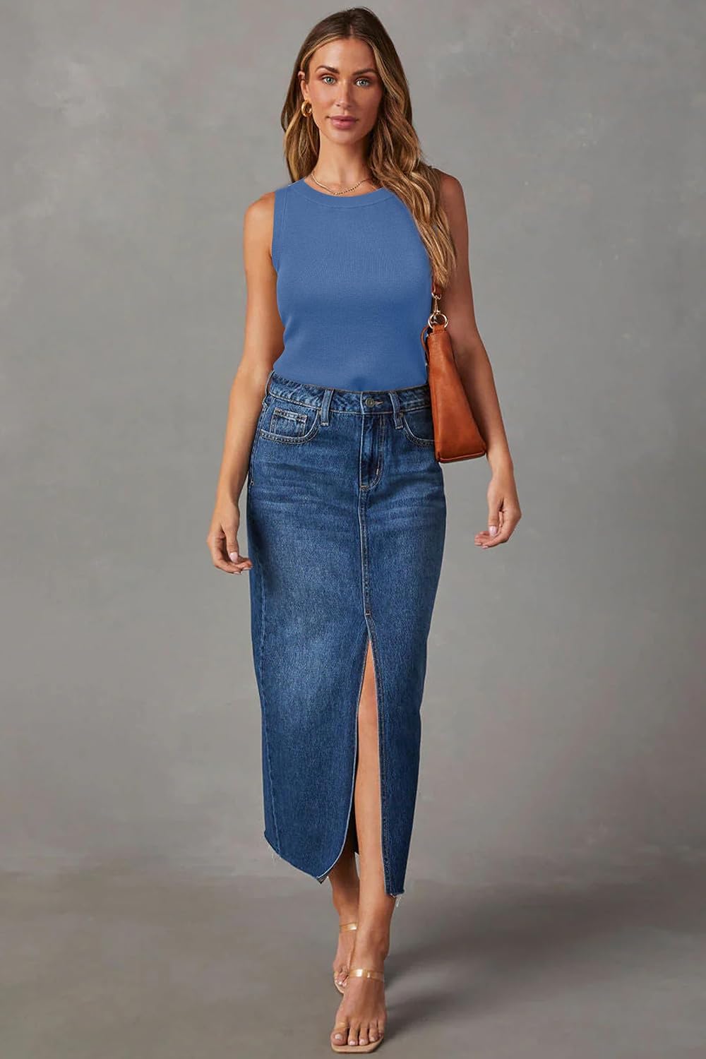 Arach&Cloz Women's Wool Blend Sweaters Non See Through Summer Business Casual Tank 2026 thumbnail