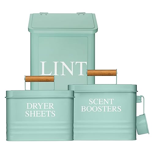 Calindiana Modern Farmhouse - Contenedor de pelusa para secadora, soporte para sábanas y potenciadores de aroma, paquete para organización y