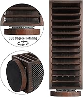 Vista 5 de FARM IN Almacenamiento de cinta de casete, diseño giratorio de 360 grados, torre de cassette estilo granja, doble cara de 28 ranuras, madera maciza