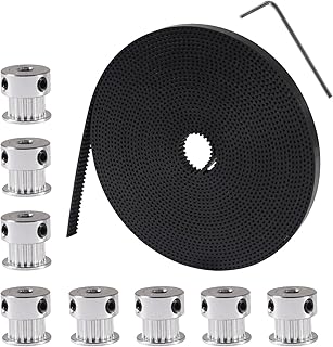 GT2 Timing Belt 5M Width 6mm + 8PCS GT2 Timing Belt Pulley 20 Teeth 5 Bore for 3D Printer Dishwashers Packaging Machinery