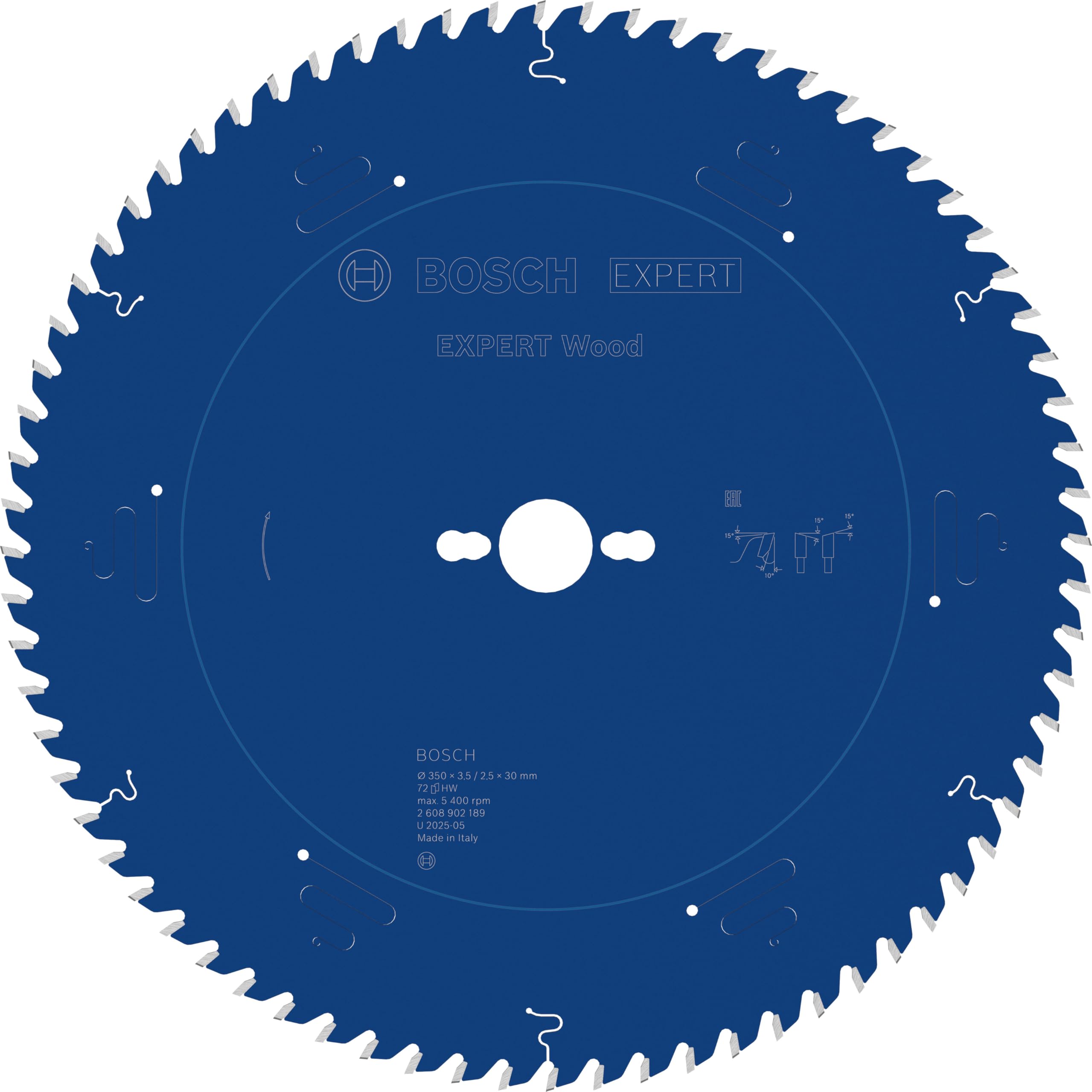 Bosch 1x Lama per sega circolare EXPERT per Wood cablata per seghe da banco (per Legno tenero, Legno duro, Ø mm, Professional Accessorio Sega circolare a filo da banco)