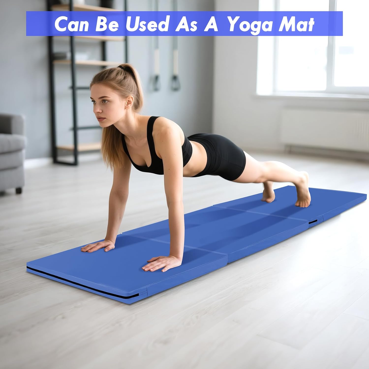6ft x 2ft Folding Gymnastics Mat - 2-Inch Thick High Density Foam Yoga Mat, Non-Slip Gym Floor Mat for Home Workouts, Pilates & Stretching, Waterproof Oil-Proof Portable Exercise Mat.