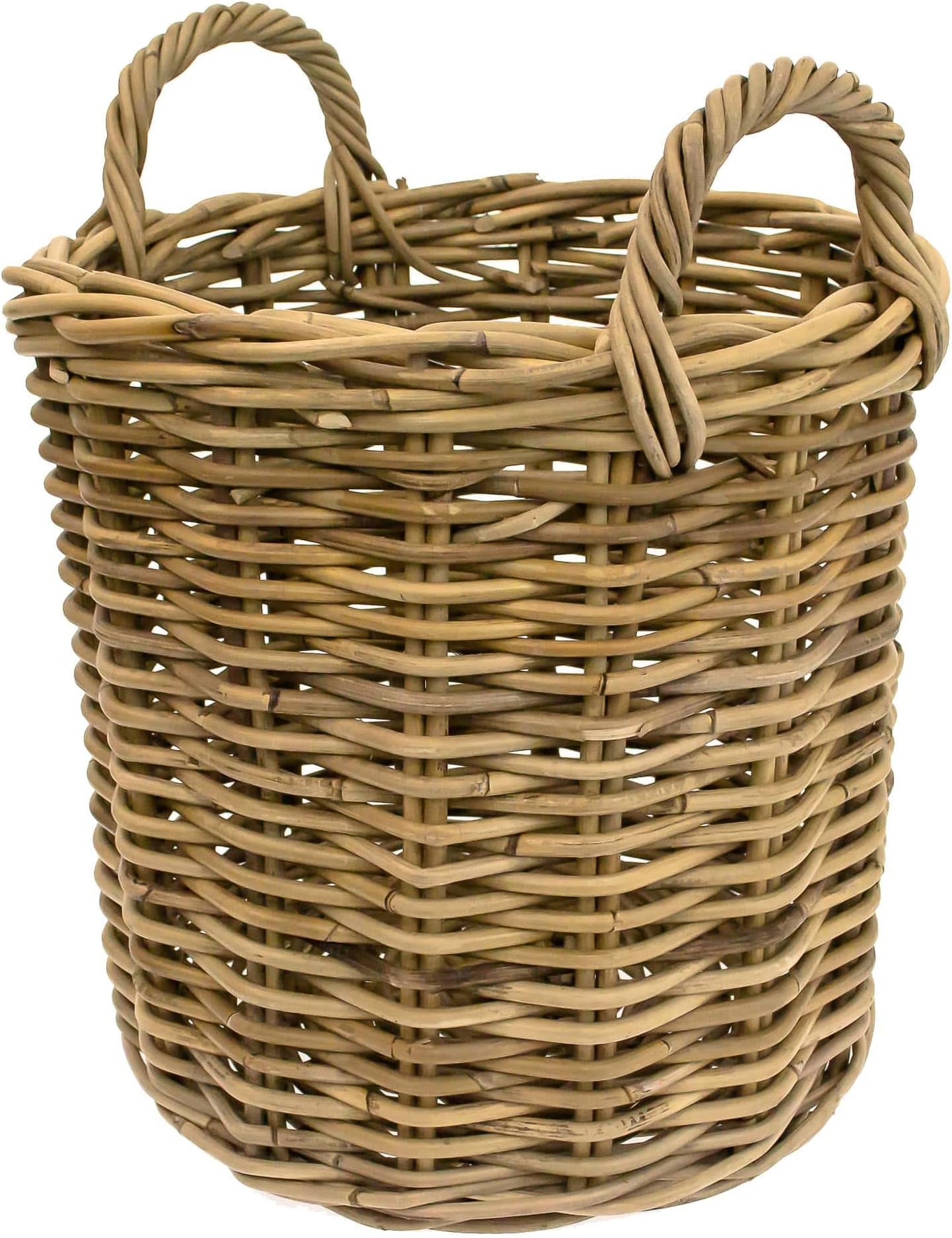 Grey Kubu Rattan Wicker Strong Round Storage Display Kindling Log Basket (Extra Small)