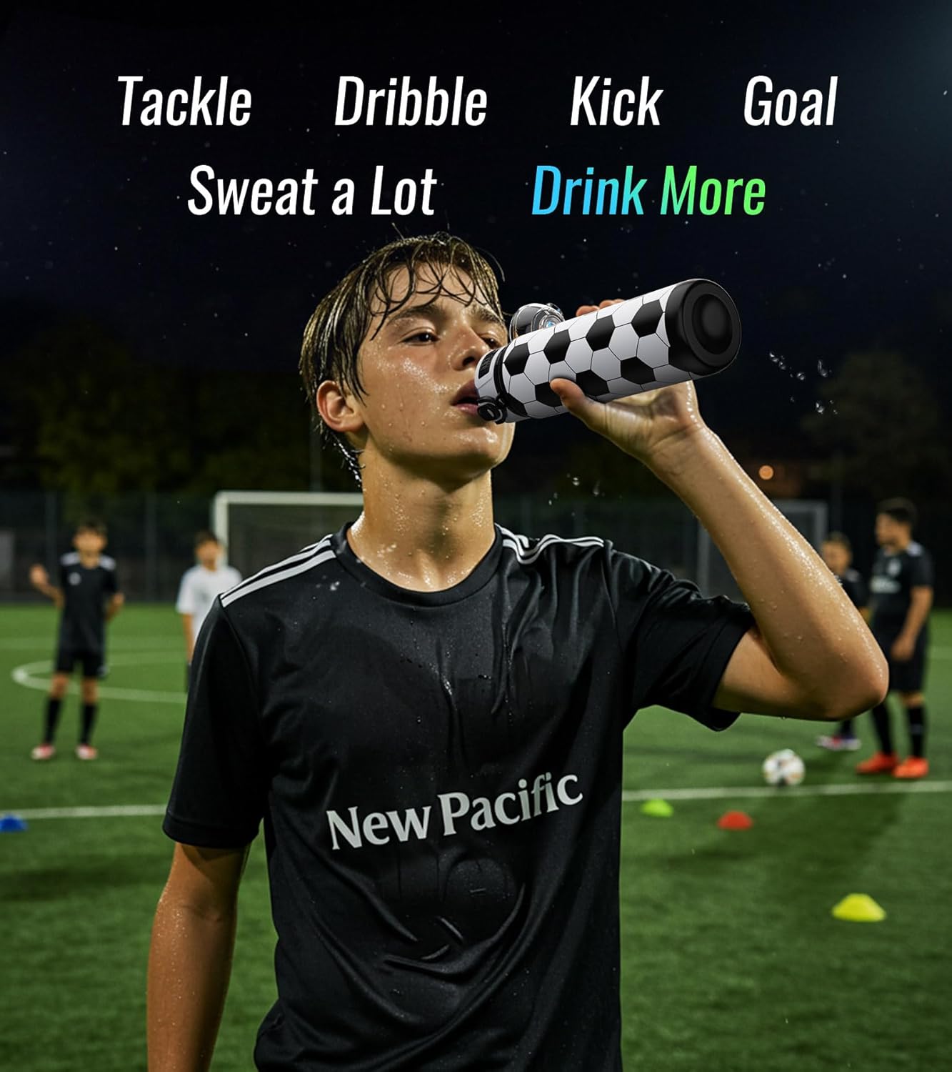 32oz/1L Sport Water Bottle, Light Tritan, Quick-Open Chug Lid/Straw 2-in-1, Leak-Proof, Dishwasher-Safe, BPA-Free, Drop-Resist & Scratch-Resist for Travel/Gym/Office/Fan Gift (Soccer) - Image 2