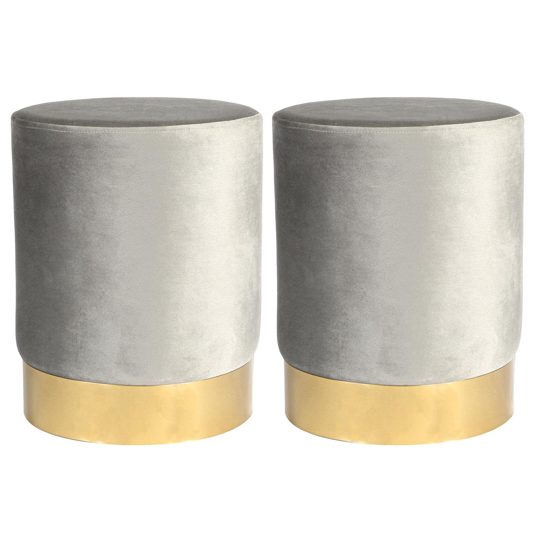 Harbour Housewares Round Velvet Pouffes - Luxe Living Room Bedroom Dressing Table Accent Footstool - 29 x 36cm - Grey โ image 1