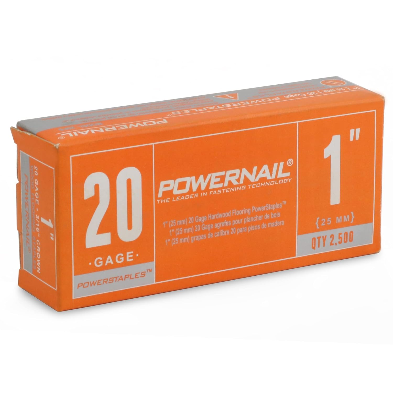 Powernail PS10020 20-Gauge 3/16-Inch Crown 1-Inch Length Chisel Point Collated Galvanized Staples (Box of 12500)