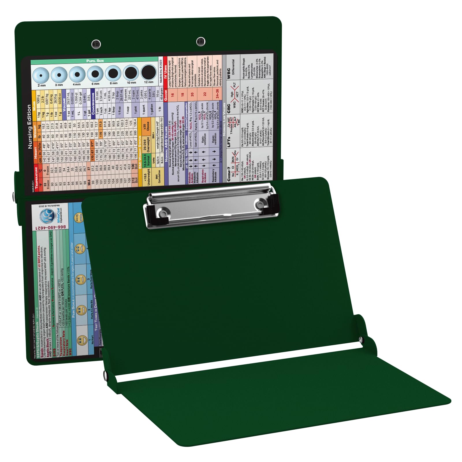 Whitecoat® Clipboard - Nursing Edition (Green, Bi-Fold)