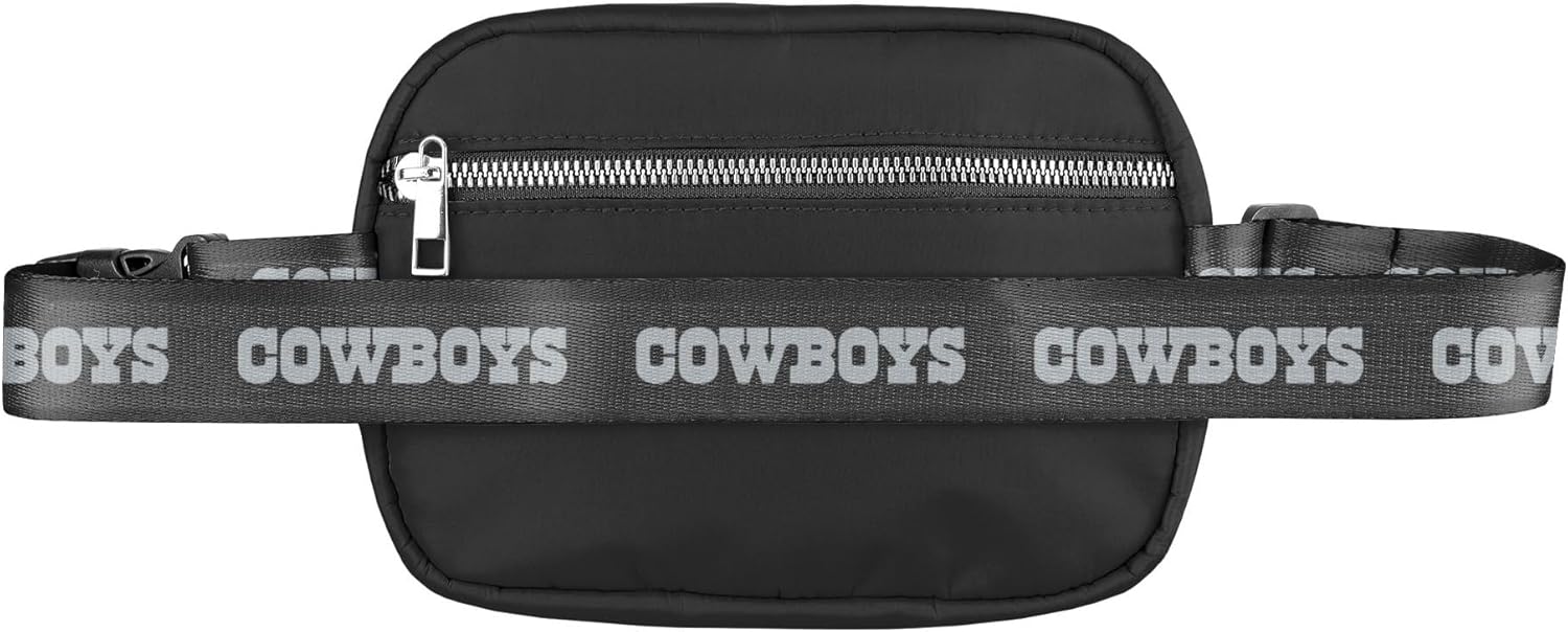 NFL FOCO Dallas Cowboys Large Black Team Wordmark Crossbody Belt Bag Tote Purse