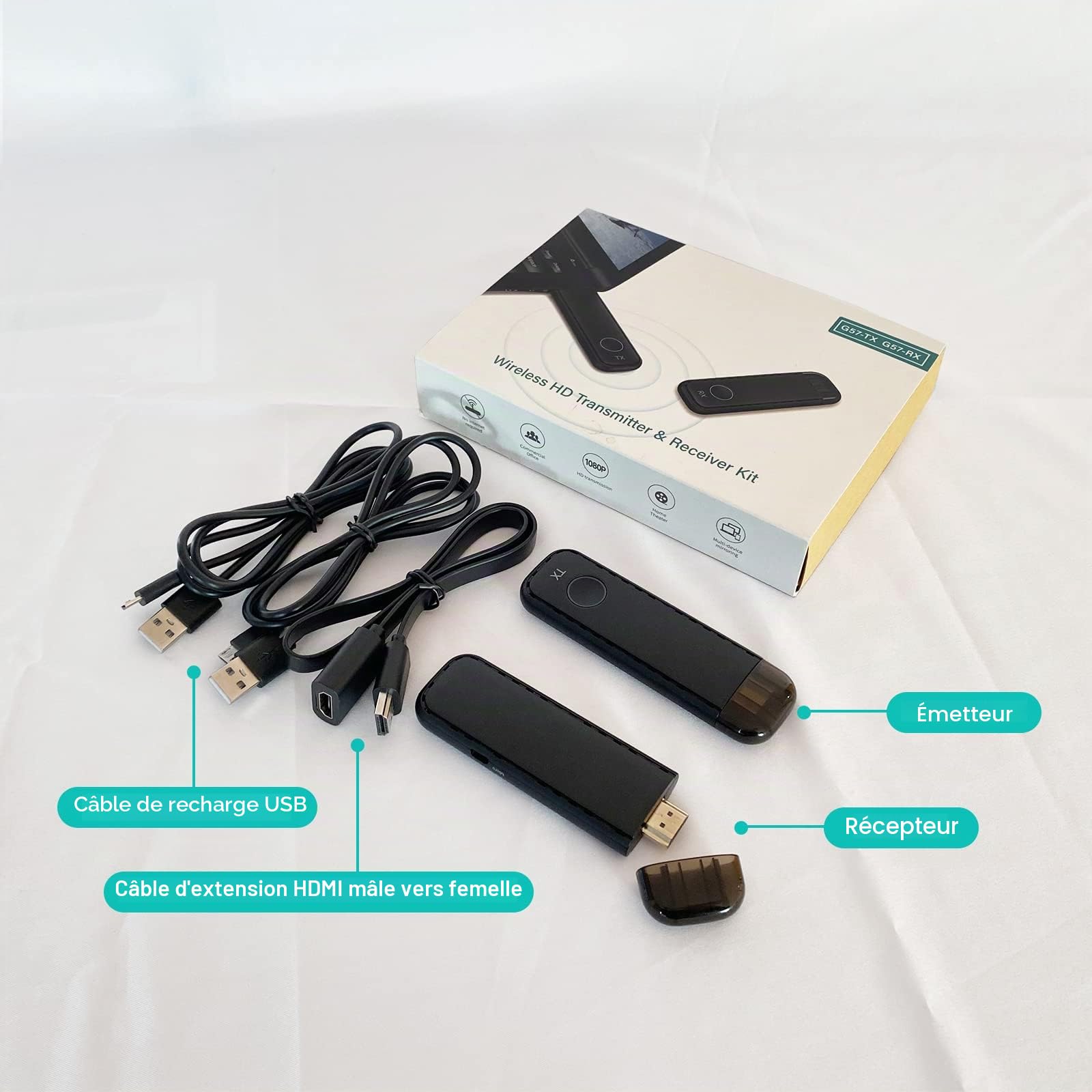 MT-VIKI Émetteur HDMI sans Fil - Émetteur et récepteur HDMI sans Fil - 2,4/5 GHz - Adaptateur HDMI pour vidéo d'un Ordinateur Portable, d'un PC vers d'un Moniteur, d'un projecteur HDTV, Plug & Play -