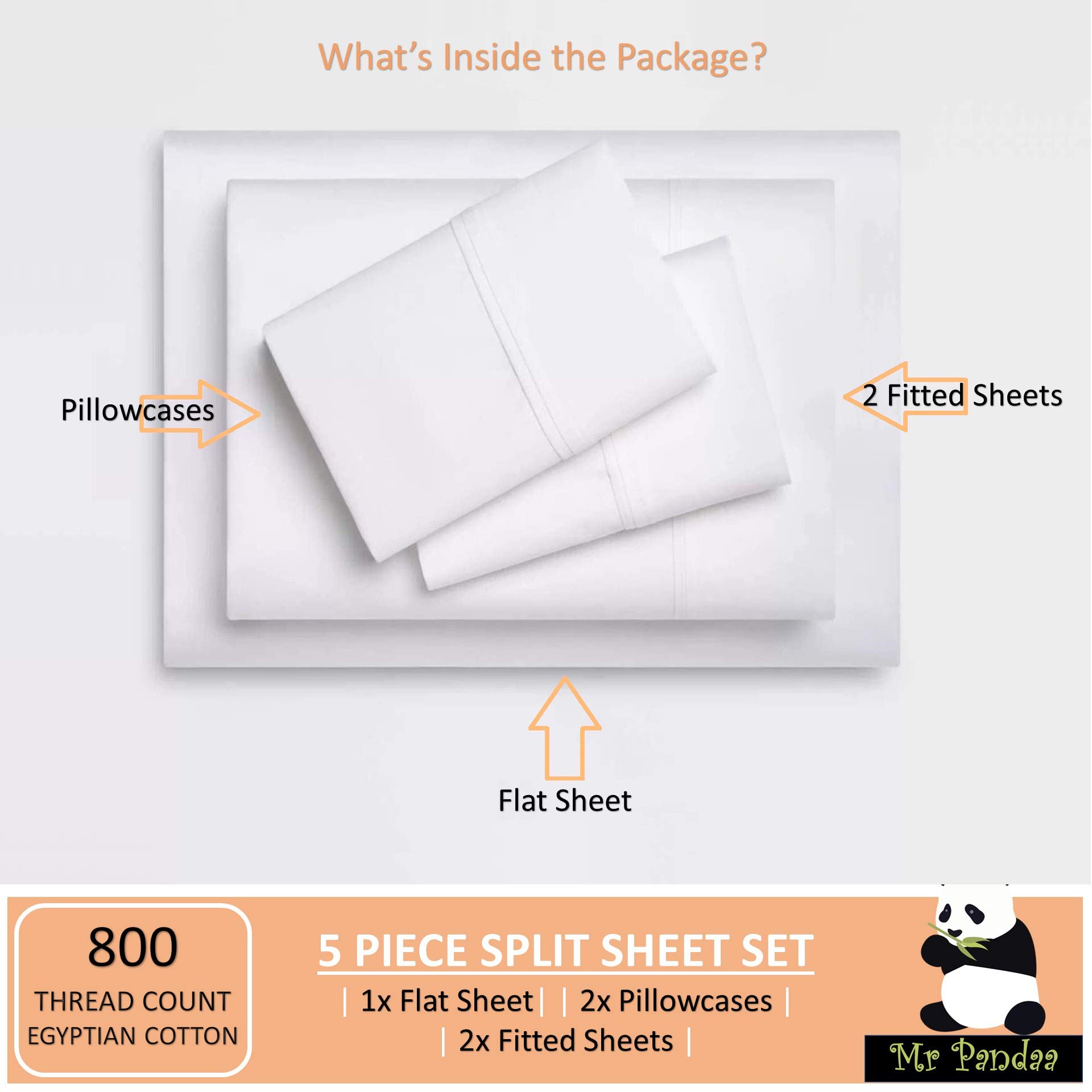 Sábana Bajera Ajustable Tamaño Twin - Sábana Bajera Extraprofunda 100% Algodón Egipcio Blanco - Sábana Bajera De 500 Hilos, Transpirable Y Suave - Protector De Colchón Elástico Sin Arrugas Se Adapta