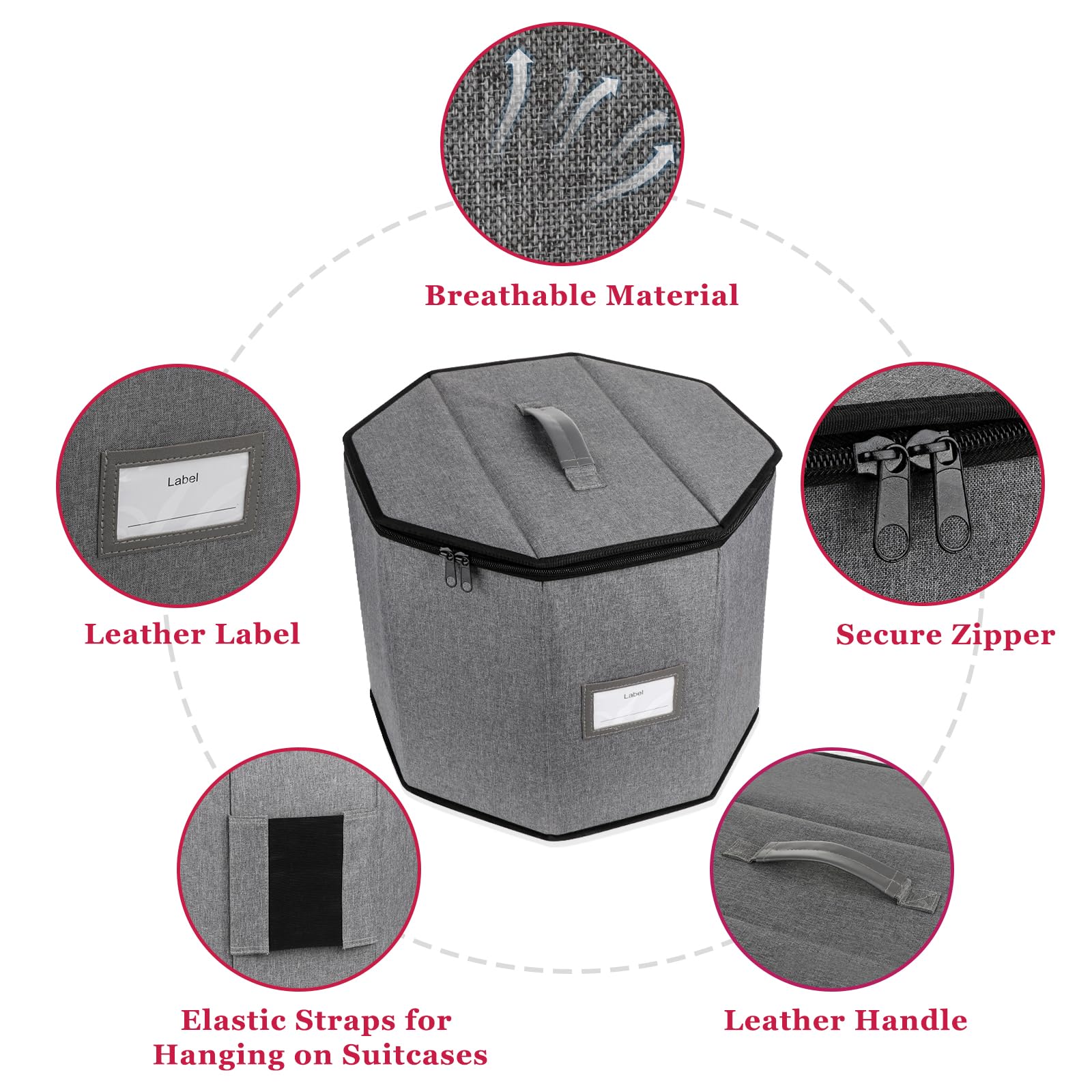 Lukeline Foldable Wig Storage Box with Travel Case and Organizer Pouches