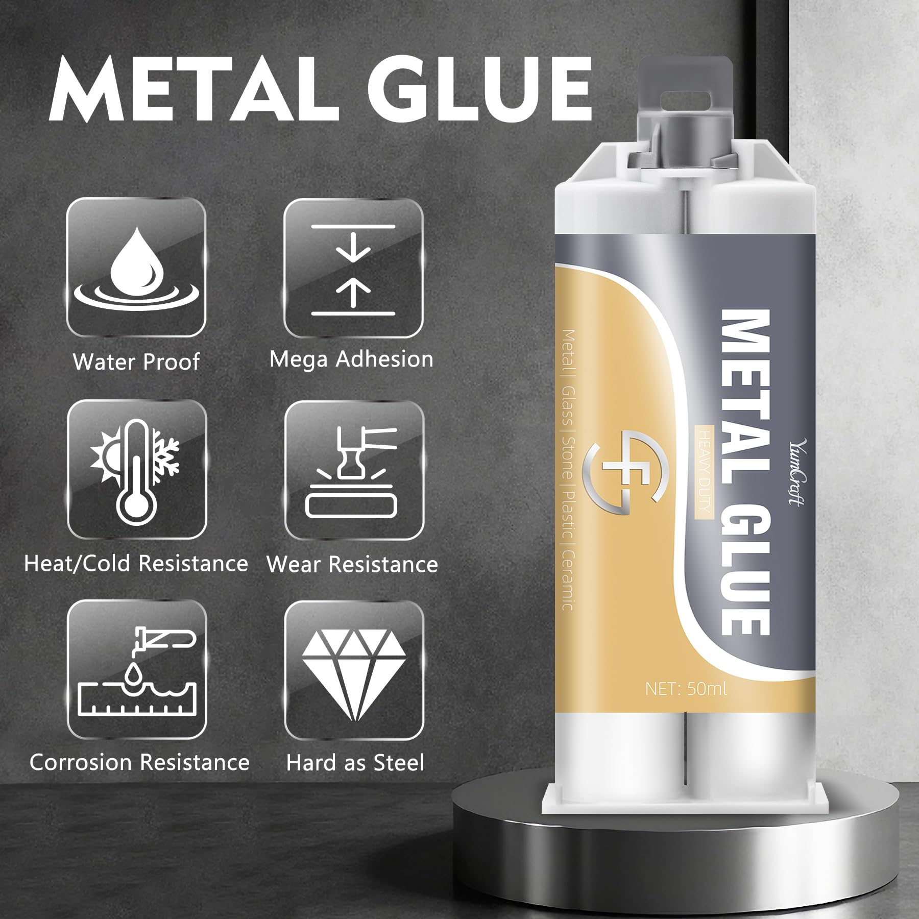 Colla Metallo Bicomponente - Stucco Riparazione Metalli, 50g+50g, Per Alta Temperatura - Foto 5
