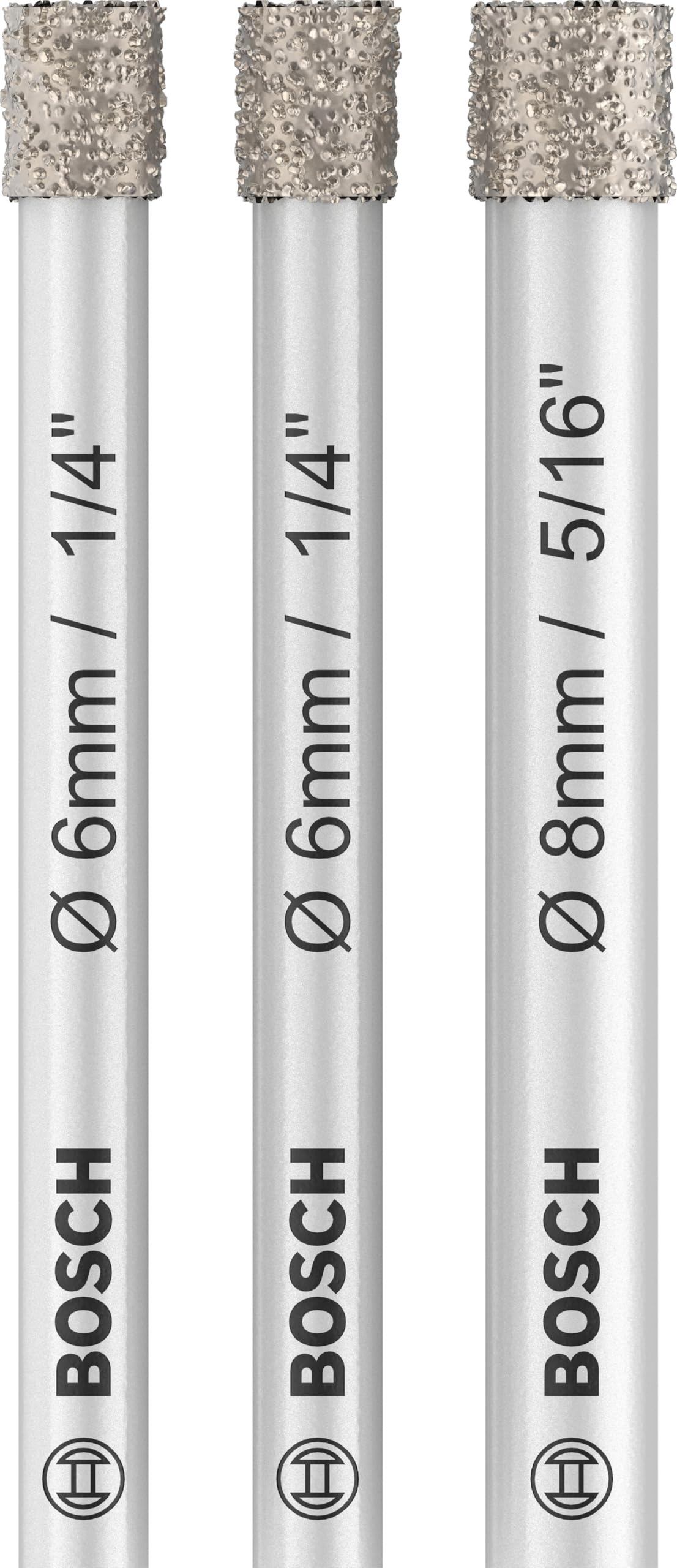 Bosch Bosch 3x PRO Ceramic Diamond Drill Bit Set for Cylindrical Shank and Rotary Drill/Drivers (for Tiles, Hard tiles, Ø 6,0, 6,0, 8,