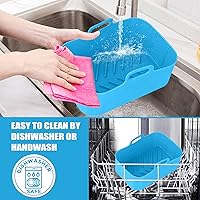 Vista 7 de 2 forros de silicona rectangulares para freidora de aire Ninja Foodi Dual Zone DZ090 6QT DZ100 DZ201 8QT freidora de aire, freidora de aire