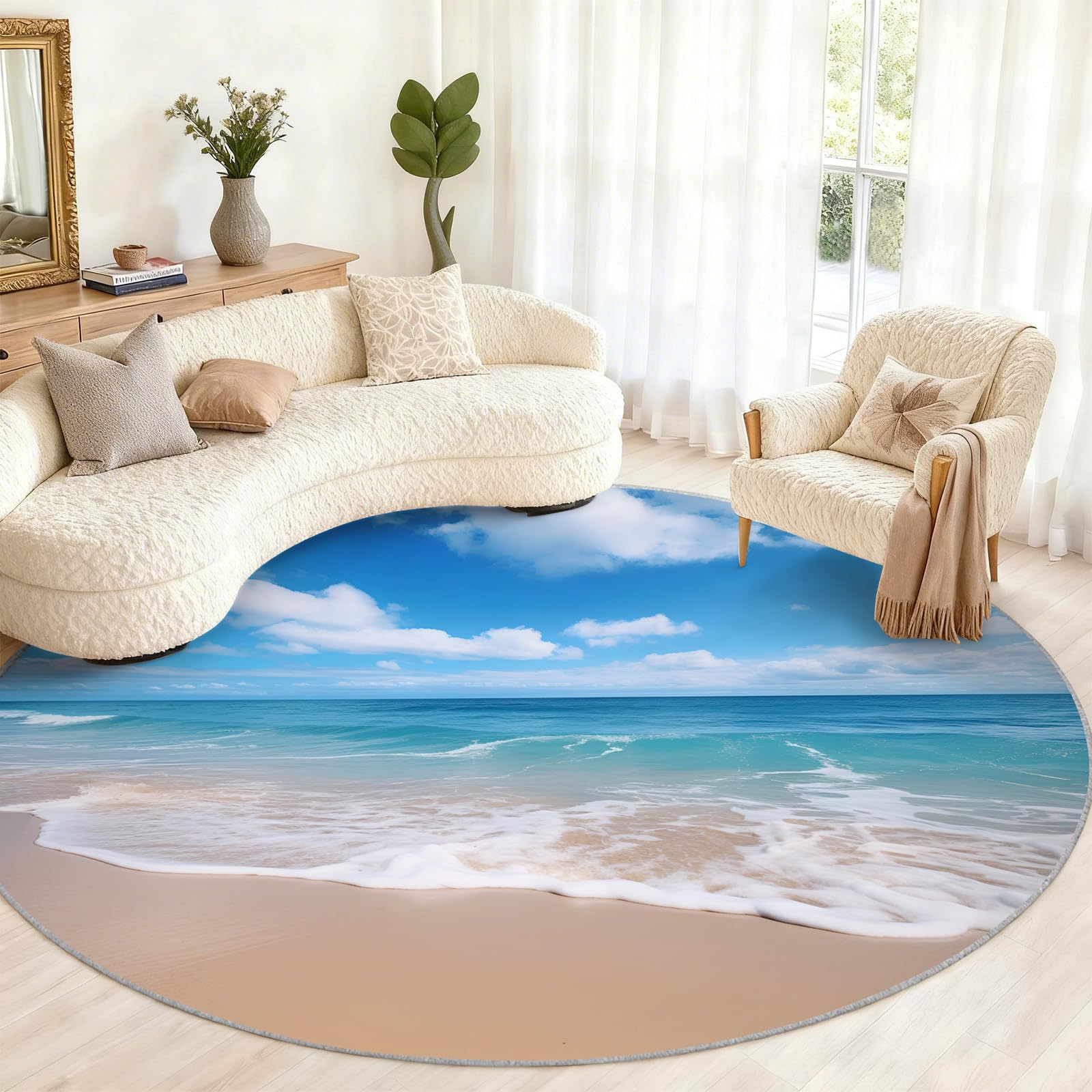 Tapis rond de plage antidérapant pour éviter les chutes dans le salon