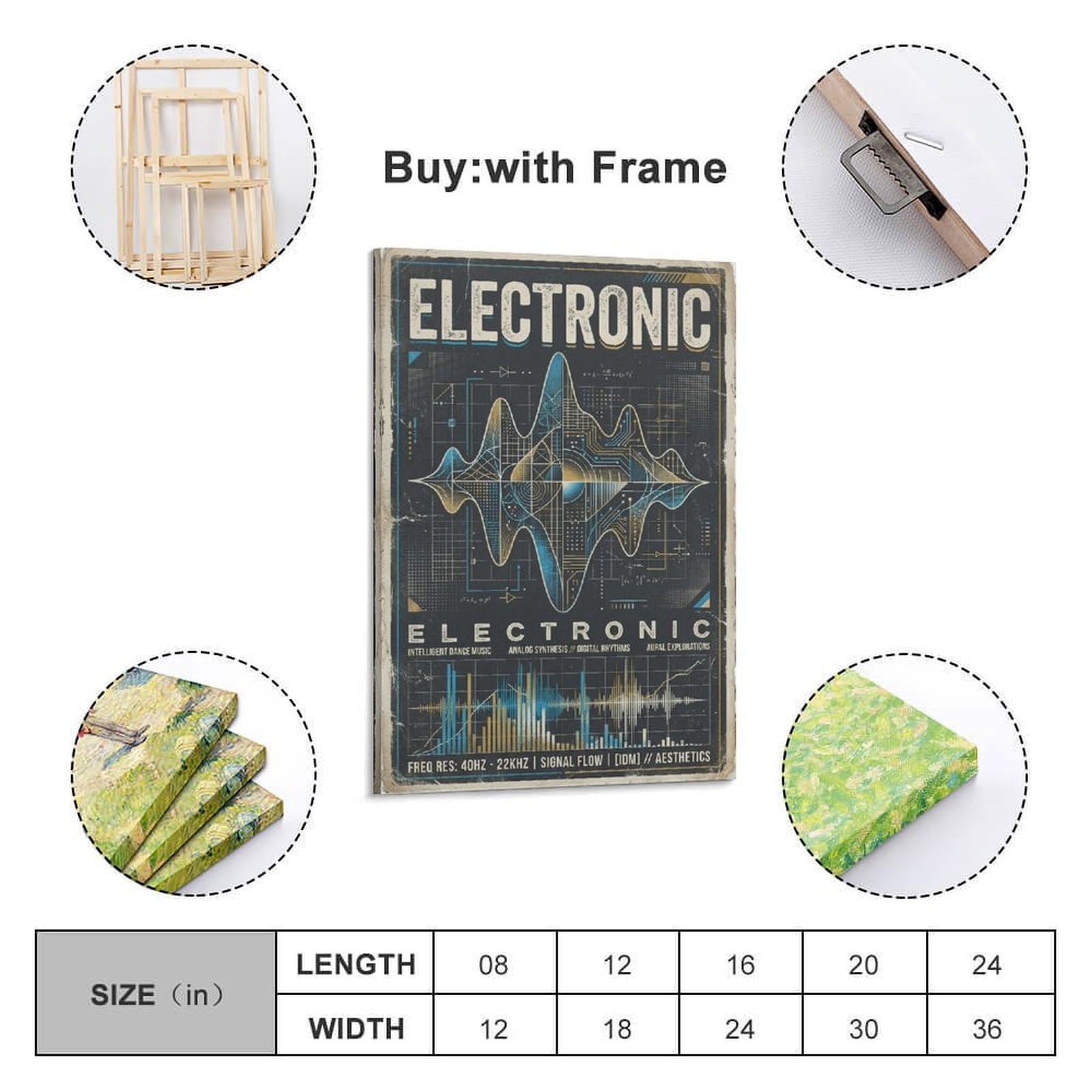 XKUGA Poster con stampa su tela con sintesi di musica elettronica, stile retrò, moderno, decorativo, ideale per la famiglia, la grotta degli uomini, la sala giochi, la camera da letto di ragazzi e