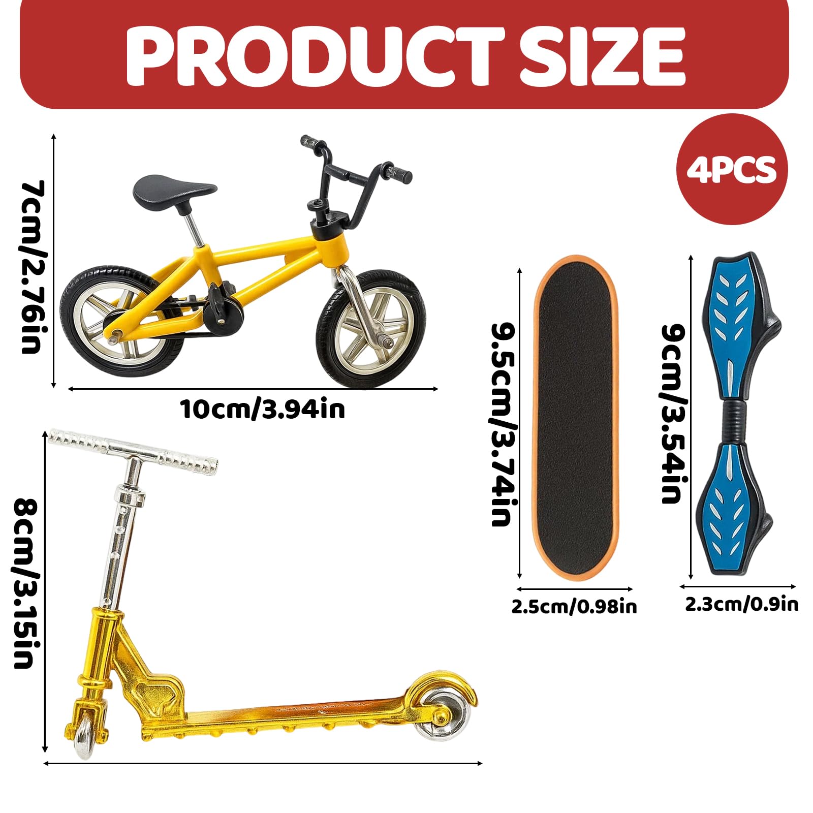 SrgPui Finger Scooter, 4PCS Finger Scooters Set, Tech Deck Scooter for Finger Tricks Training and Coordination - Image 2