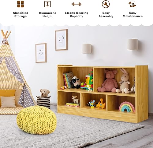 Miniatura 15 de Costzon Organizador de almacenamiento de juguetes para niños, almacenamiento escolar de 5 secciones para organizar libros, juguetes, estantería de