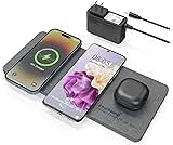 ZealSound Triple Wireless Charger,Charging Pad,Ultra Slim Fast 3x10W Charger Station for Multiple 3 Devices New Airpods Samsung Earbuds Mat Dock W/AC Adapter for All Wireless Charging Phones