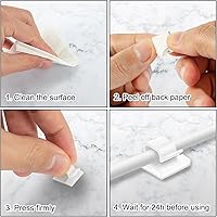 Vista 5 de 100 piezas de clips para cables, organizador de cables adhesivo, soporte de cable, clip de cable autoadhesivo, ganchos adhesivos para gestión