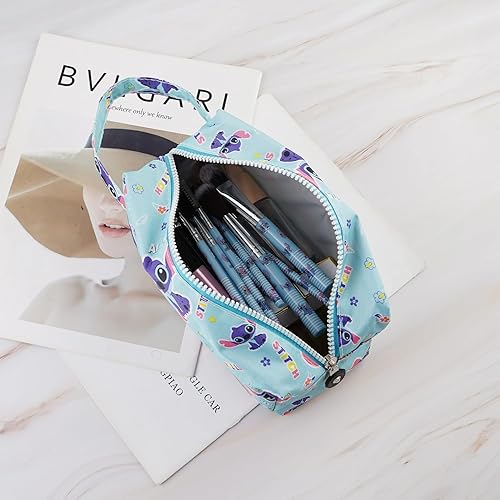 Miniatura 4 de Bolsa de maquillaje de puntada con brocha de maquillaje, estuche de cosméticos de felpa para puntadas, 12 piezas, bolsa de capacidad para brochas de