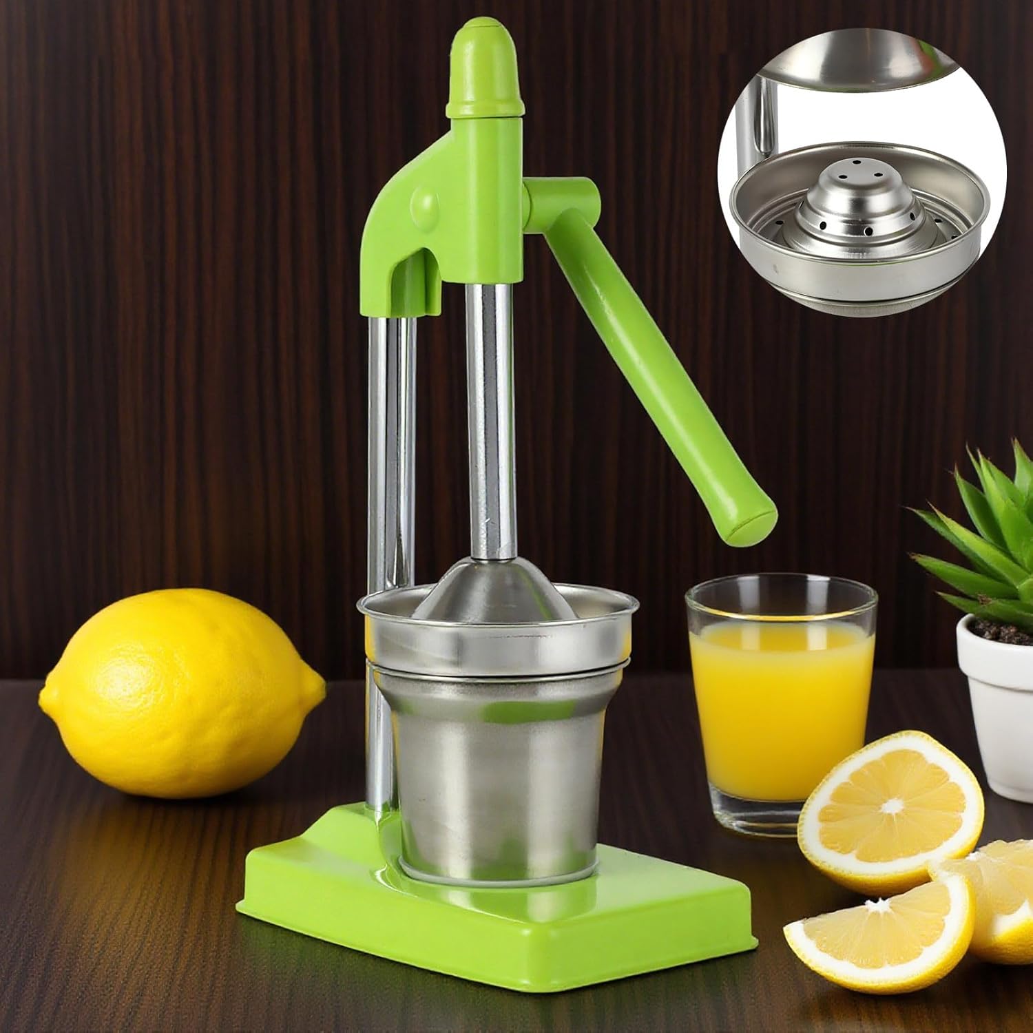 Cast Iron Juicer Hand Press, Manual Juicer Stainless Steel Lemon Squeezer, Heavy Duty Countertop Lime Citrus Crush Machine for Fresh Lemonade Orange Juice, Easy to Clean, Home and Kitchen