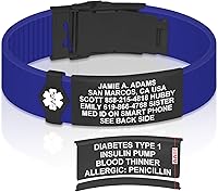 Vista 158 de Divoti Pulsera de identificación de alerta médica grabada personalizada, grabado láser de doble cara, pulsera de silicona, cierre de seguridad
