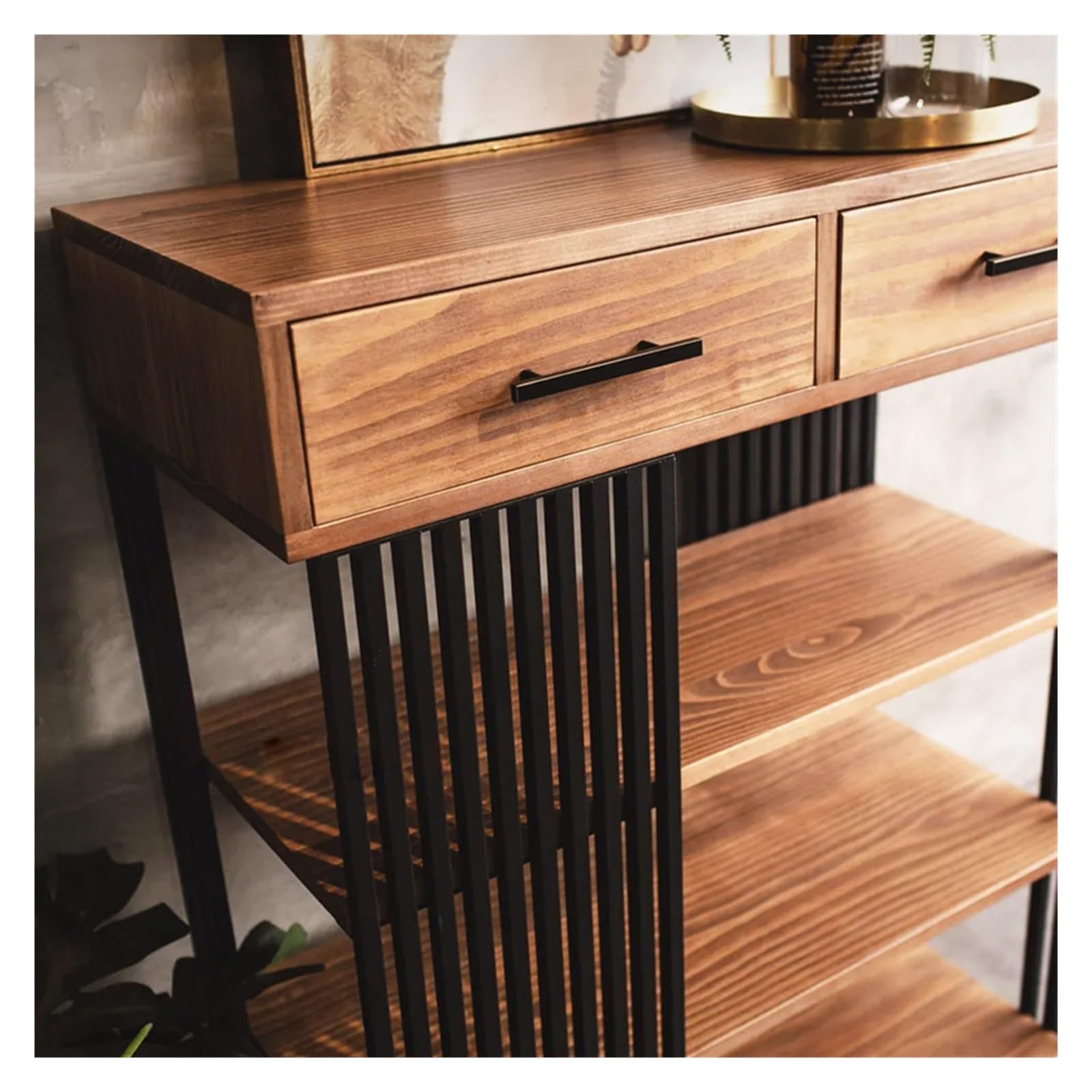 Credenza in stile fattoria Mobile buffet, armadietto in legno con cassetti, mobiletto portaoggetti for ingresso, credenze e credenze, mobiletto decorativo for sala da pranzo, camera da letto, corridoi