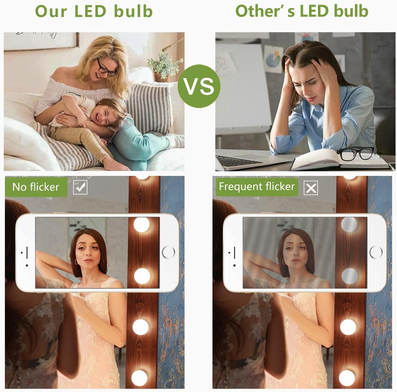 G25 LED Globe Light Bulbs, Dimmable 5W (40 Watt Equivalent) LED Round Bathroom Bulbs, Warm White 2700K, 500LM, E26 Base, CRI90+ Milky Glass Bulbs for Vanity Makeup Mirror Bedroom, 6 Pack