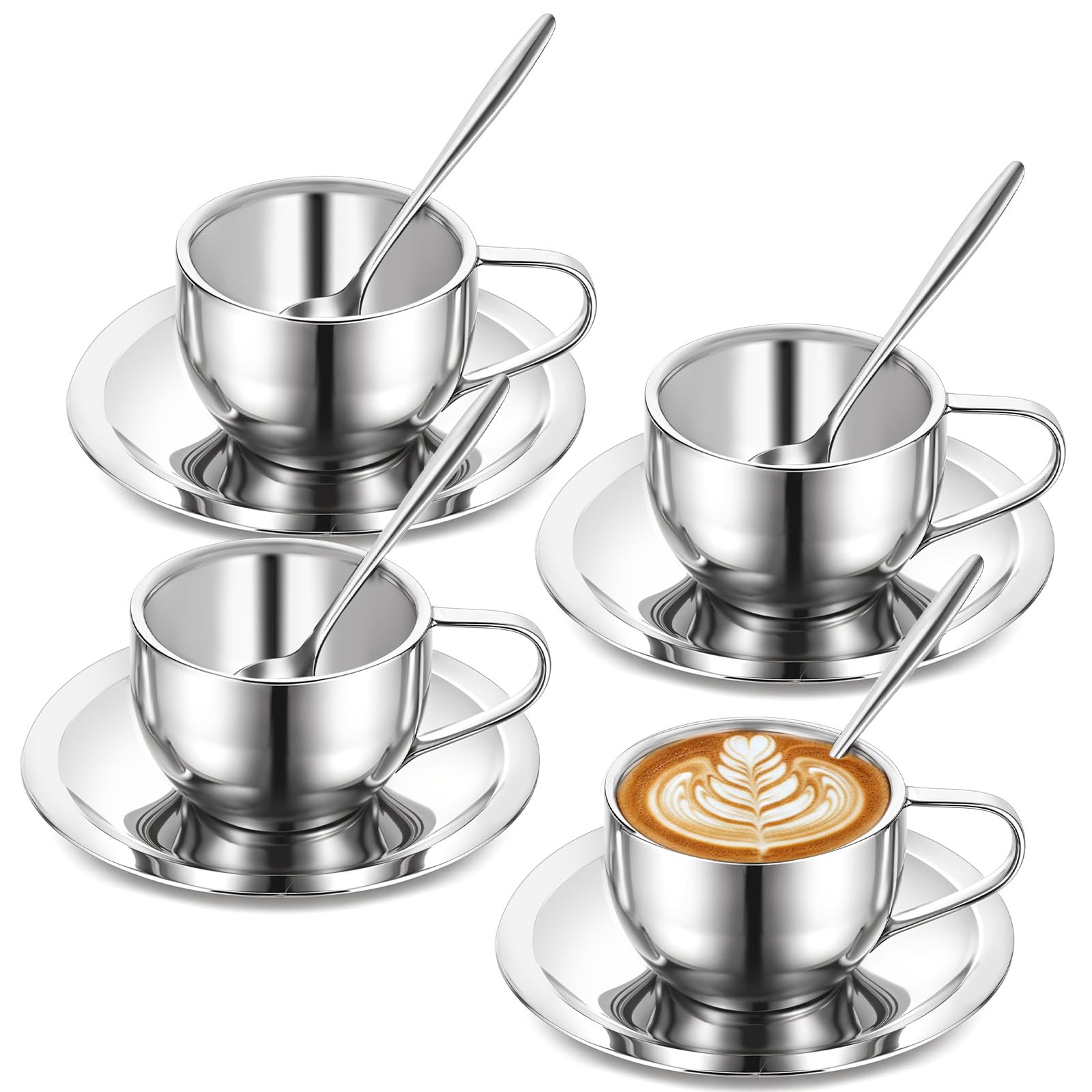 Amazon.com: Lyksgir 4 Pack Stainless Steel Coffee Cup Set, 6oz