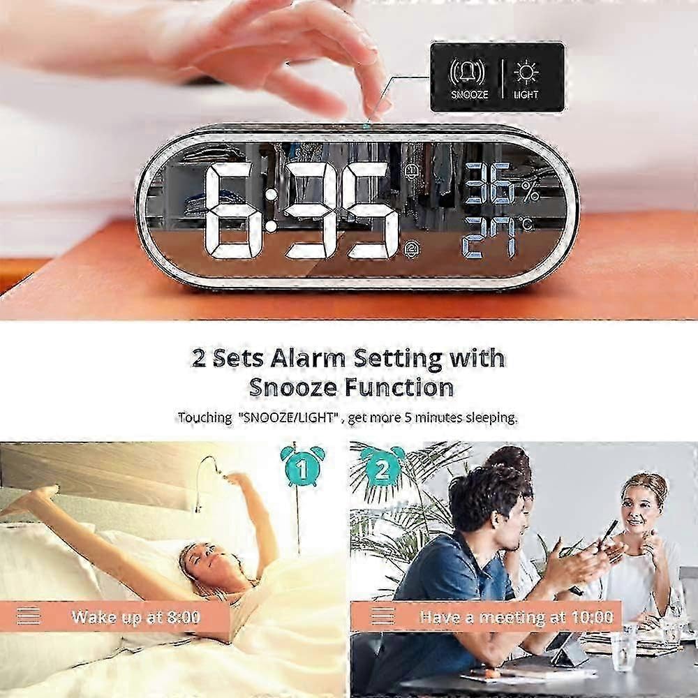 Smart Modern Design Schreibtischuhr, Mehrere Klingeltöne Einstellbar Großes Display Digitaluhr, Tragbarer Wecker mit Schlummerfunktion für Schlafzimmer, 2025