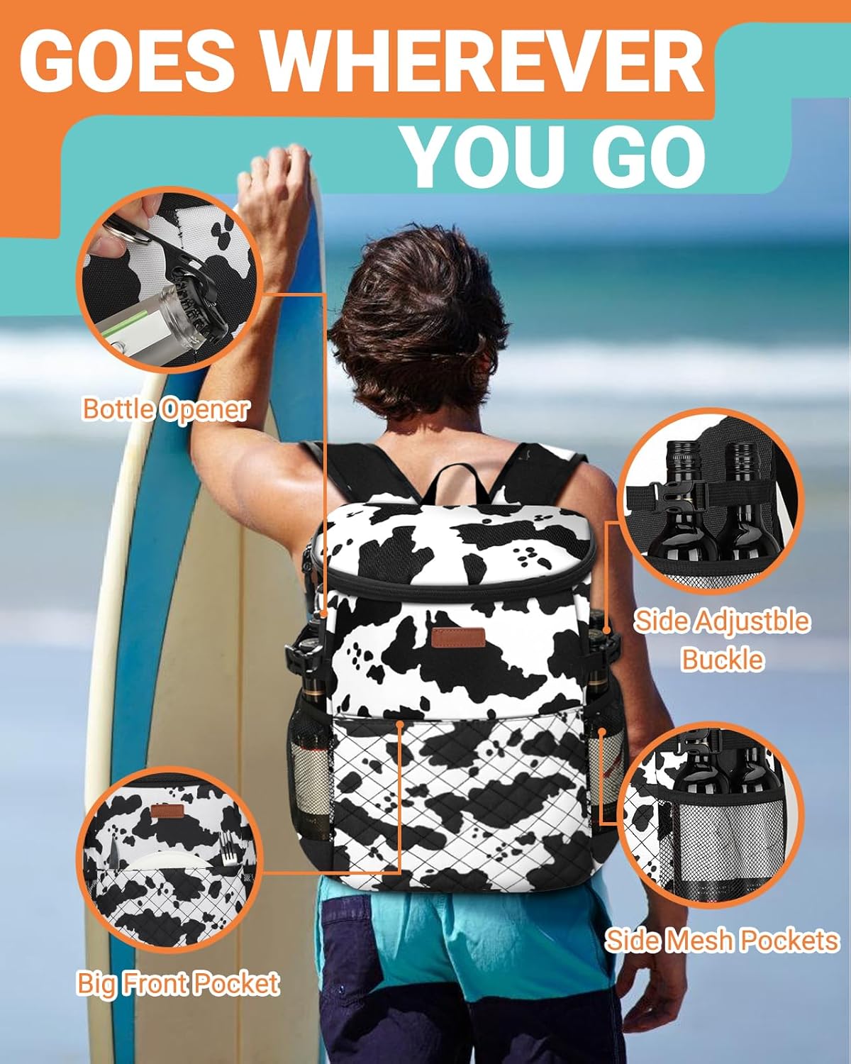 Soft Cooler Backpack 30 Cans/45 Cans, Backpack Coolers Insulated Leak Proof Thermal Lunch Backpack for Men Work Small Cooler Bag Beach Travel Picnic Drink Beverage Beer