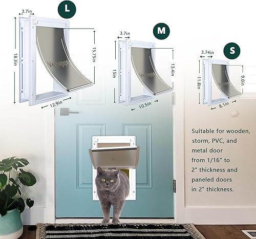 Miniatura 6 de Puerta para mascotas para gatos y perros, puerta grande interior y exterior, marco de policarbonato y túnel telescópico, puerta para perros y gatos,