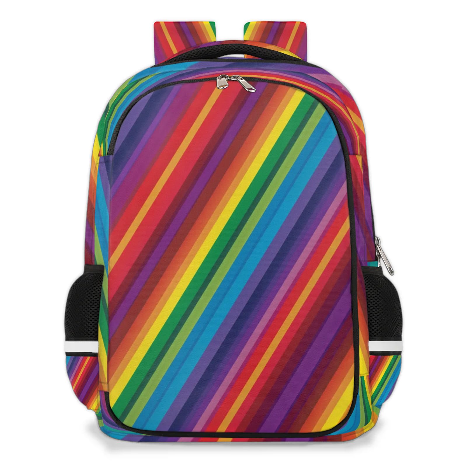 Geometryczny tęczowy plecak wielofunkcyjny plecak o dużej pojemności szkolna torba na książki plecak turystyka podróż na co dzień laptop plecak torby dla chłopców dziewcząt mężczyzn kobiet, Kolor, L