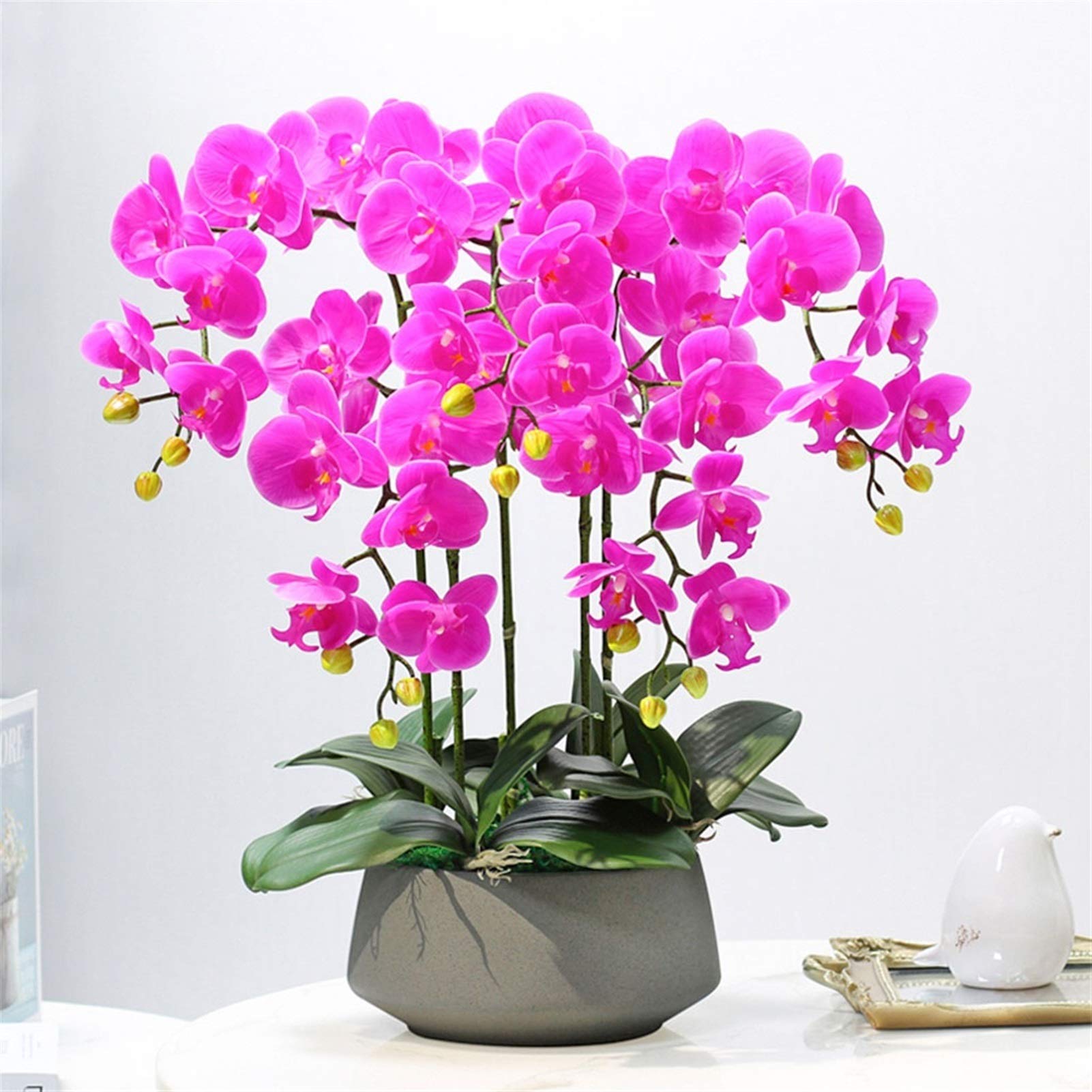 Sbziojhdr Purple Artificial Flowers, Decor Artificial Flowers With Vase Flower Orchid Bonsai Phalaenopsis Fake For Home Table Faux Flowerspink(Purple)