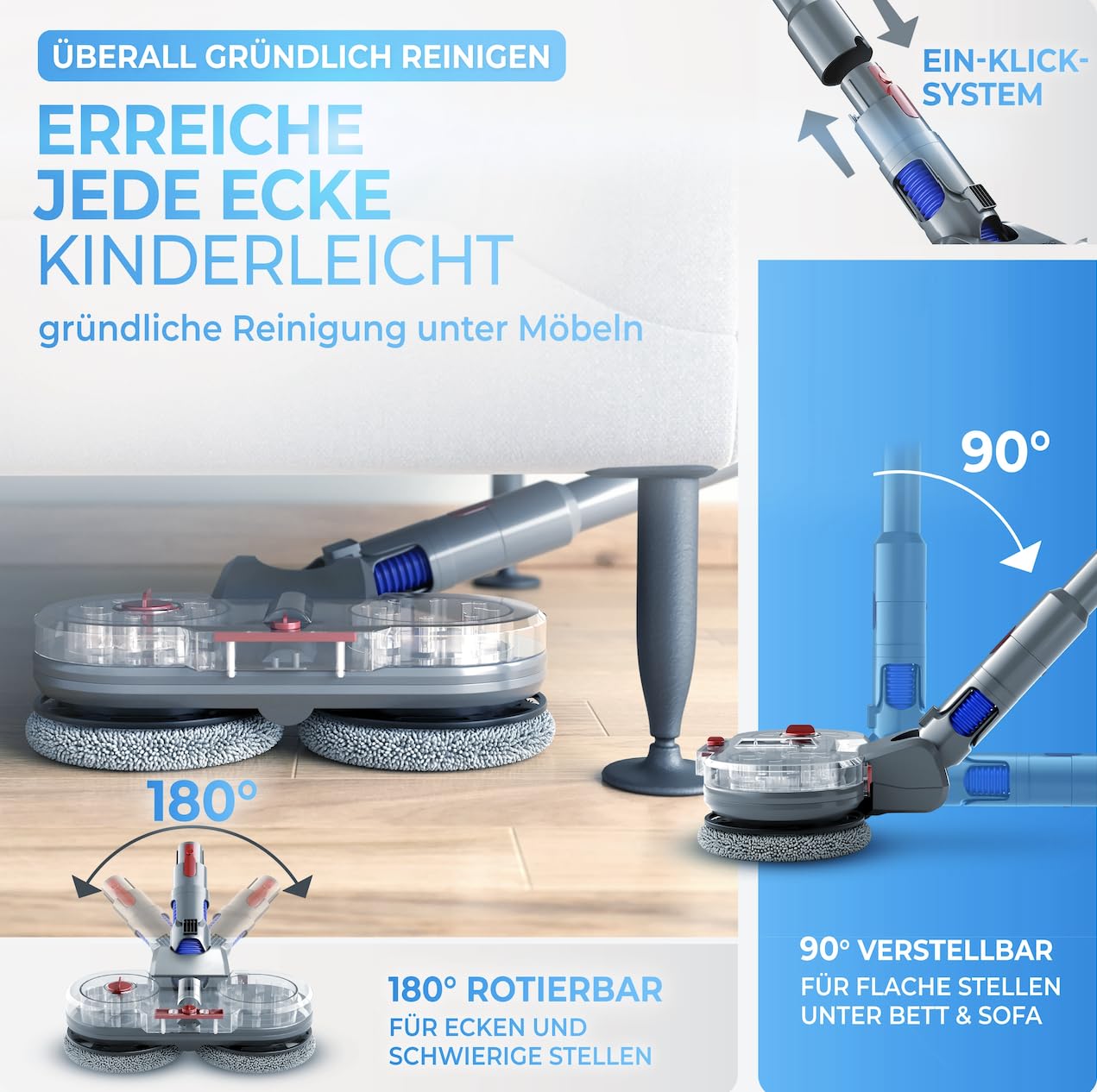 Zwycięzca testu – nasadka do wycierania do Dyson V7/V8/V10/V11/V15/Gen5 – odkurzacz elektryczny – nakładka na mop – odkurzacz na mop – na mokro i sucho – ze zdejmowanym zbiornikiem na wodę