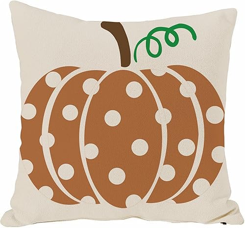 JOOCAR Fundas de almohada de otoño, diseño de lunares, calabaza, naranja, para otoño, Acción de Gracias, funda de cojín decorativa para sofá,