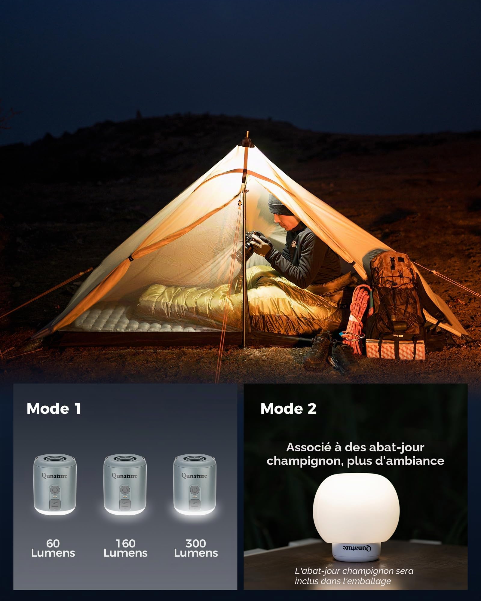Pompe Électrique Portable 4500Pa avec Lampe LED et Diffuseur, Pompe pour Matelas Pneumatique 180 L/Min, Batterie 1600 mAh, Gonflage et Dégonflage Rapide pour Matelas Gonflable, Camping