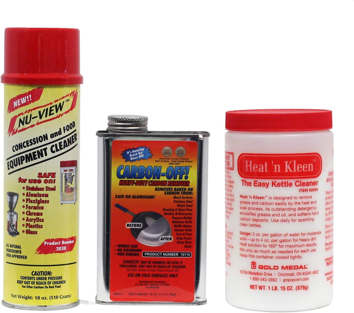 Gold Medal Prod. 2095 Popcorn Kettle Cleaner and Discovery Products Carbon Off Cleaner
