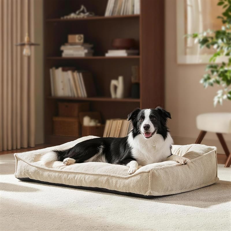 Cama ortopédica para cães FURTIME com espuma triturada e capa lavável, tamanho Médio, 88,9 x 63,5 x 20,32 cm