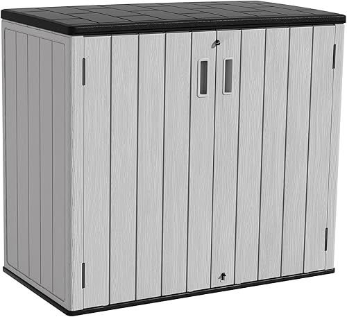 HOMSPARK 37 Cu.Ft Outdoor Storage Shed Weather Resistant, Multi Functional | Double-Wall Resin Storage Sheds & Outdoor Storage Box Waterproof for Backyard Garden Patio Lawn (Light-Grey)