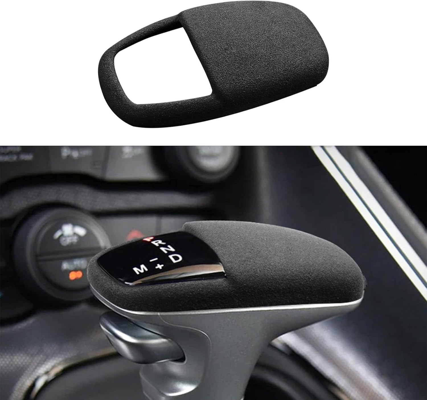 Suede Car Gear Shift Knob Cover for Dodge Charger Challenger 2015-2024 Vehicle Shifter Handle Protector with Durango 2016-2024 Interior Decoration Accessories-Black