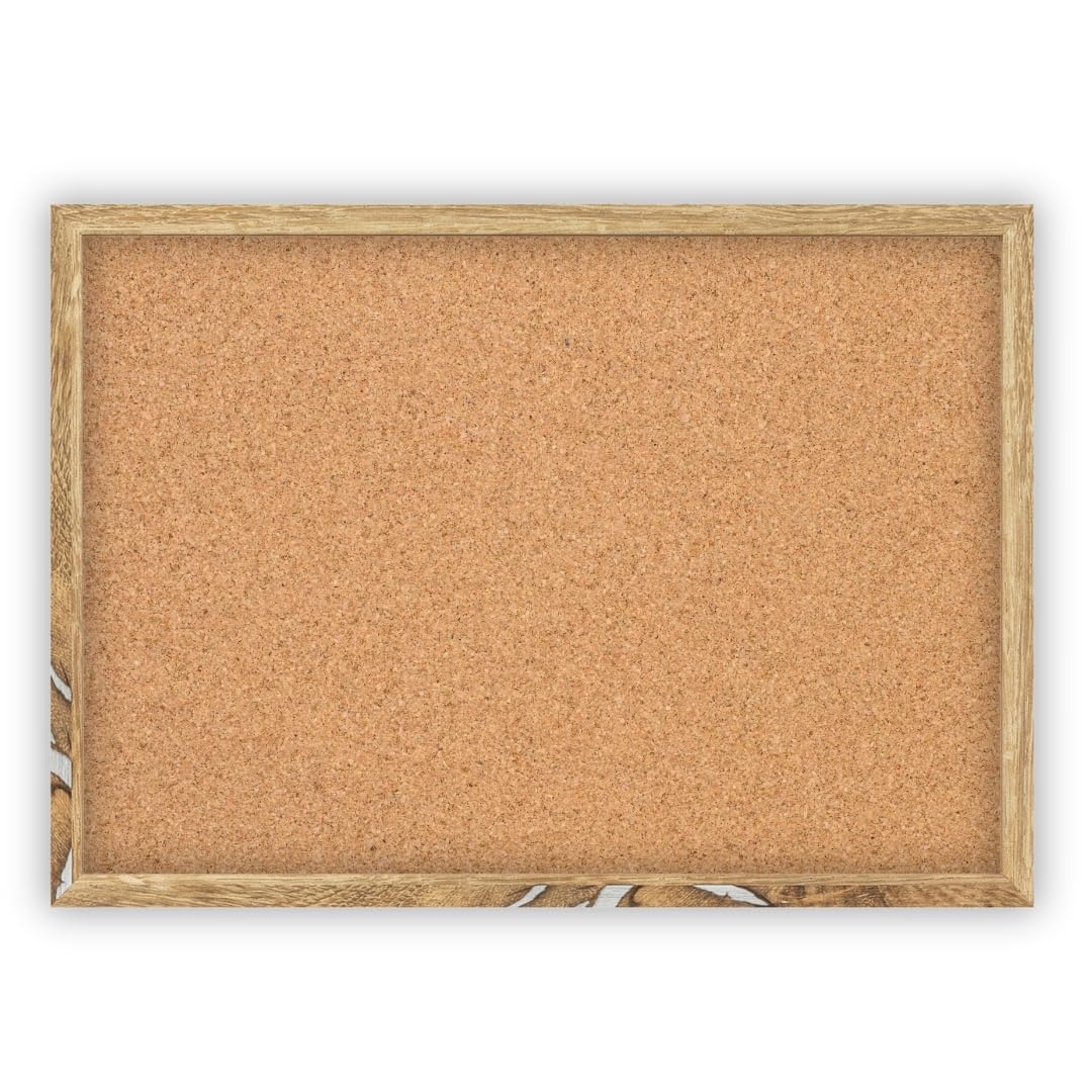 CLAMARO Cork Notice Board 30 x 20 cm, Aged Oak Silver MDF Frame